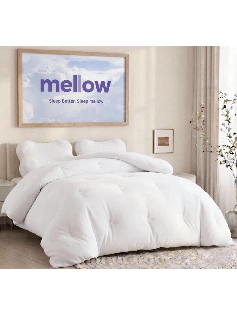 Mellow Queen Size White Comforter – New – Soft Plush Bedding